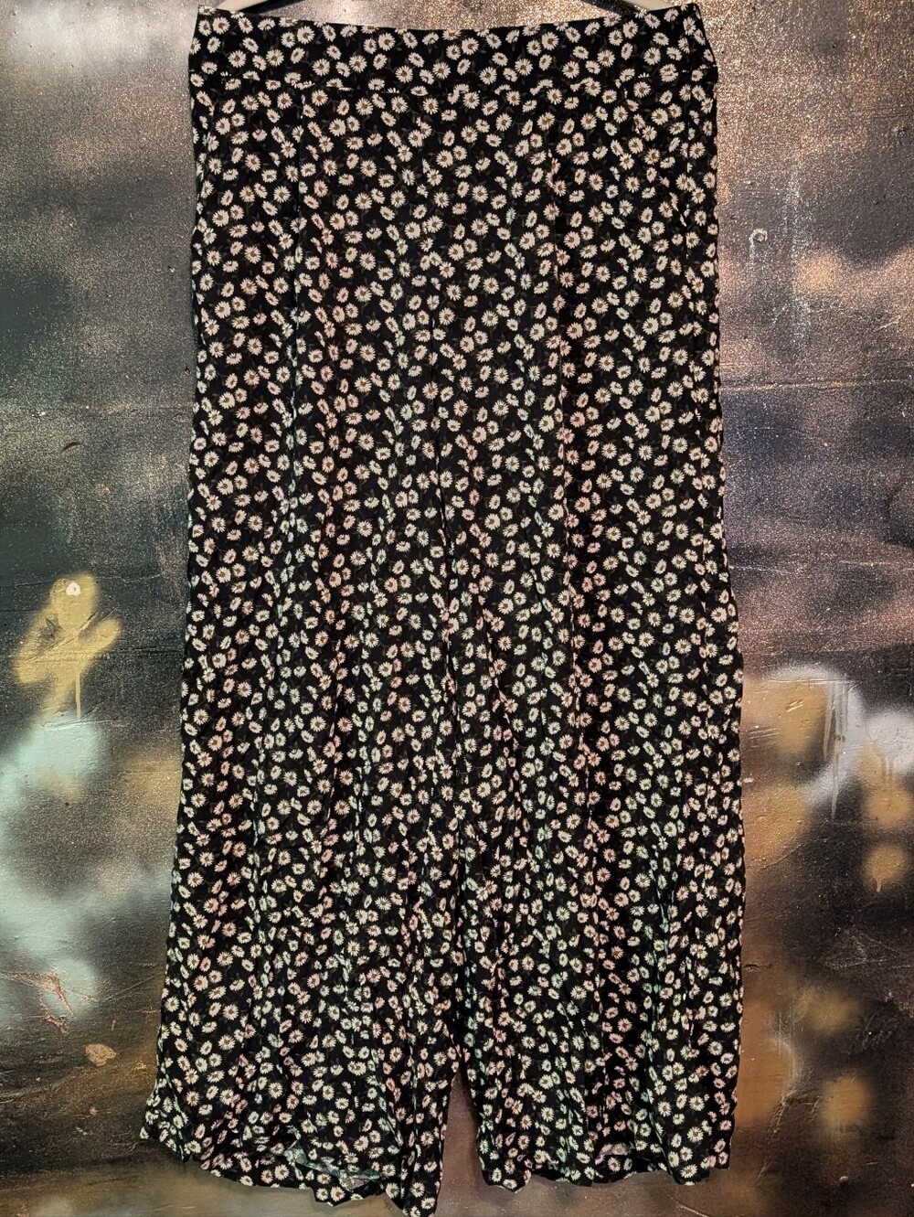 torrid Black Trousers with White Floral Print